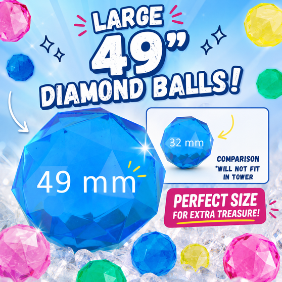 Balls - Bouncy Diamond Cut LARGE 49 mm -  12/Pkg - 3 YEARS OLD AND UP. DO NOT FIT IN YOUR TREASURE TOWER