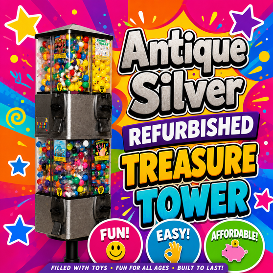 Refurbished - ANTIQUE SILVER TOKEN/QUARTER Super Tower  - ONE YEAR WARRANTY -Includes 500 FREE tokens and FREE shipping