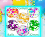 Balls - Confetti Bouncy 32 mm - 200/Pkg