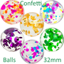 Balls - Confetti Bouncy 32 mm - 200/Pkg