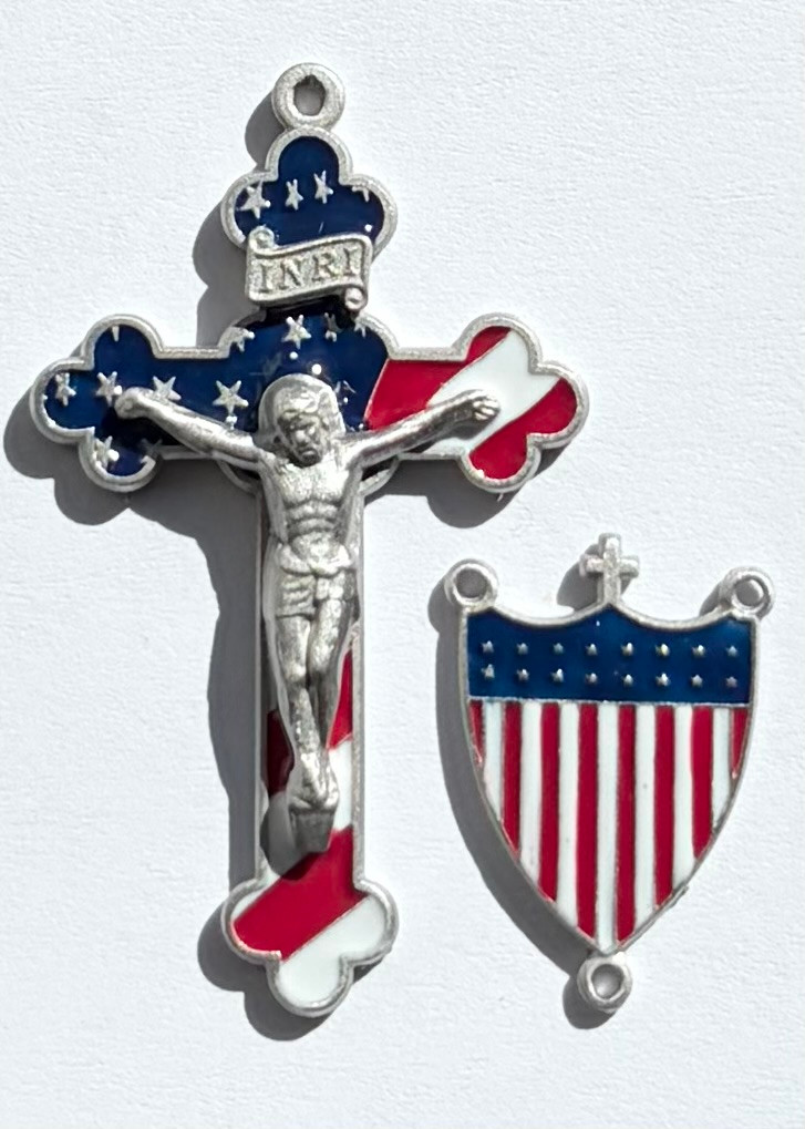 No. S1440P USA Enamel Set - Pewter | Rosary Parts | Rosary