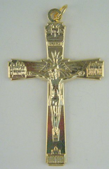 No. 57724BM Gold Plated Crucifix with Basilicas - 2"