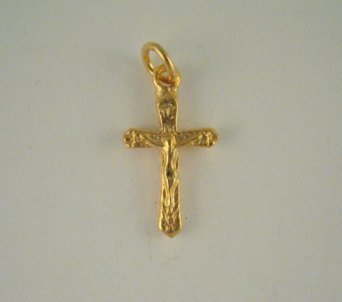 5050P Gold Plated Pewter Bracelet Crucifix size: 5/8"