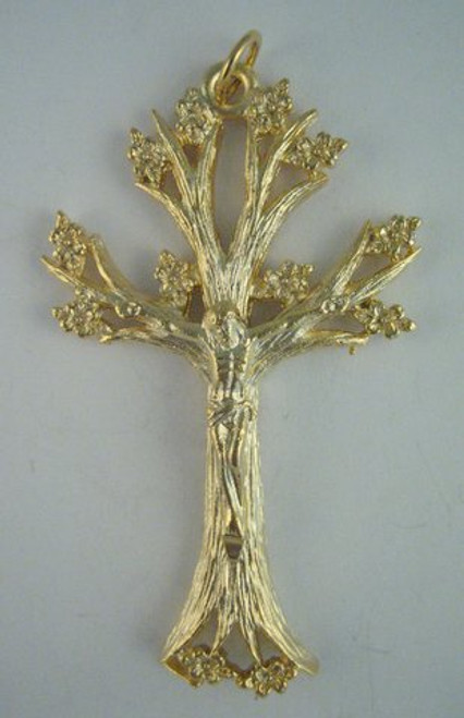 5740P Dogwood Crucifix Gold Pewter size: 2 1/8"