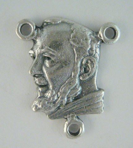 8973BM Padre Pio Rosary Center - Base Metal Size: 7/8"