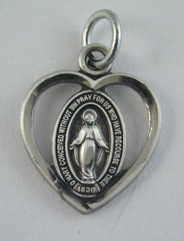 No. 53 Sterling Silver Heart Medal, 9/16'