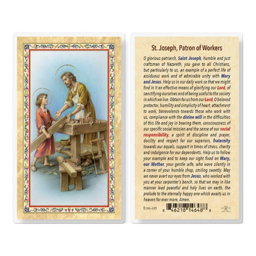No. PC628 St. Joseph the Worker Prayer Card Patron of Workers.