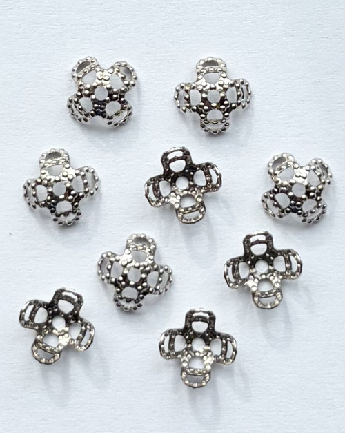 Base Metal Silver Finished No. 58BM Filigree Bead Caps For 8mm beads. Sold in pkgs of 60 caps