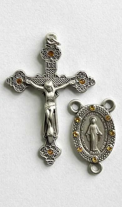 No. S456P-AQ Crucifix & Center Matching Set - Pewter Crucifix