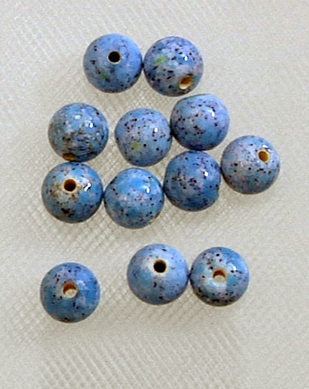3117 Turq Matrix 8mm Czech Lampwork Handmade Beads, use 15 eye pins, 60 beads