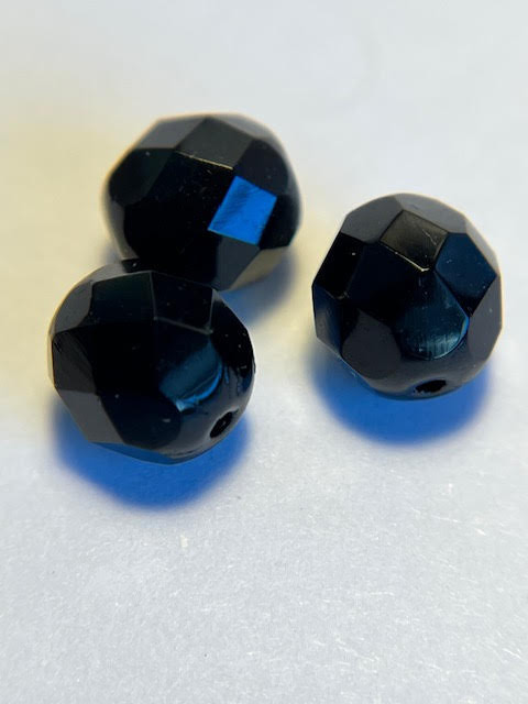No. 164 8 mm Round Glass Fire Polished Beads - Jet - 60 beads