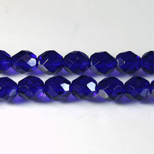 No. 164 8 mm Round Glass Fire Polished Beads - Cobalt Blue   60 beads
