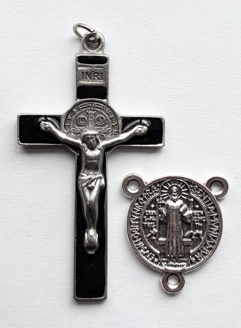 S488P Crucifix & Center Pewter - St. Benedict Set. | Rosary Parts