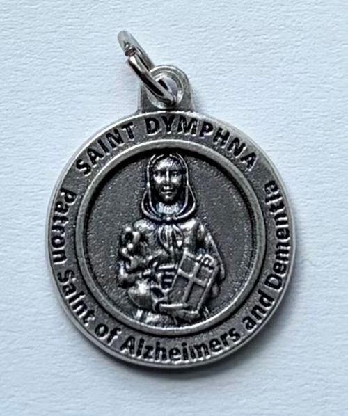 Saint Dymphna Round Medal - Patron Saint of Alzheimers & Dementia