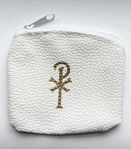 No. RC006 White Leather Grain Pattern Rosary Case