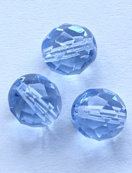 164 8 mm Round Glass Fire Polished Beads - Light Sapphire - 60 beads