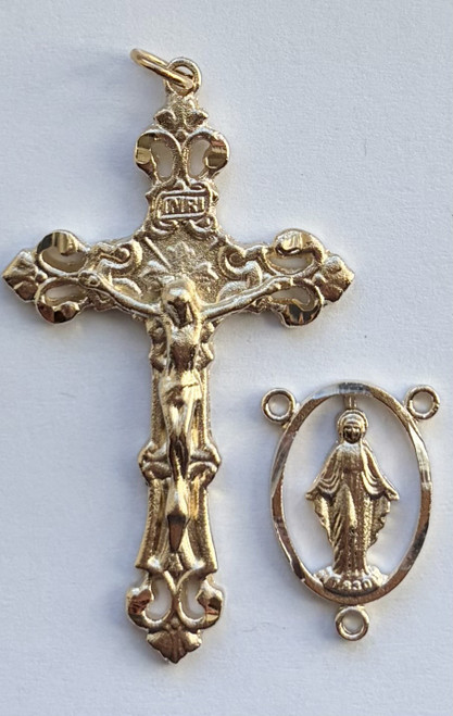 No. S354P Crucifix & Center Matching Set Gold Pewter Crucifix 5714P & Center. 5817P