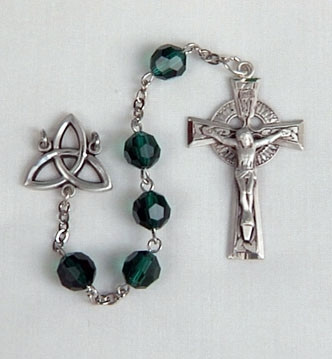 No. 4158 Sterling Silver Trinity Irish Knot Rosary Kit with 8mm round Czech Preciosa© Machine Cut Crystal Beads