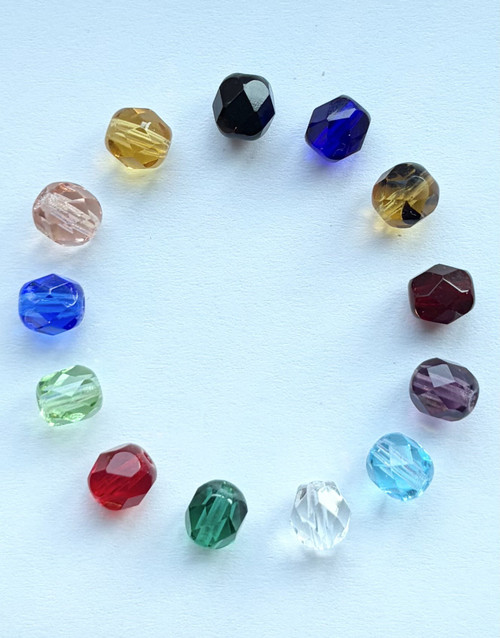 No. 163  7mm Round Glass Fire Polished  - 60 Beads