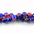 3011 Blue/Red Glass Fancy Multi Color MILLEFIORI Beads 8mm round, use No. 15 eye pins, 60 beads