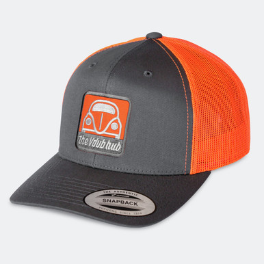 Classic Vdub Hub Orange/Gray Mesh Trucker Cap - The Vdub Hub