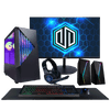 Periphio Reaper Gaming Computer, with a 24" IPS Monitor with HDMI, an RGB Gaming Mouse and Keyboard Combo, RGB Desktop Speaker Set, RGB Headset, and an XXL Deskmat