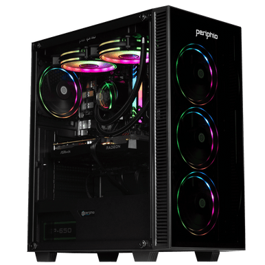 AMD Prebuilt Gaming PC Computer Periphio Firestorm Ryzen 5 Radeon 7600 Gaming PC for Quality 1080p PC Gaming - Hero