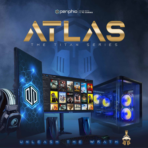 Periphio Atlas Gaming PC, AMD Ryzen 5 5500 up to 4.2GHz with Radeon RX 6500XT 4GB GPU (Gaming Optimized), 16GB RAM, 1TB SSD, WiFi, Windows 11 Desktop, Black