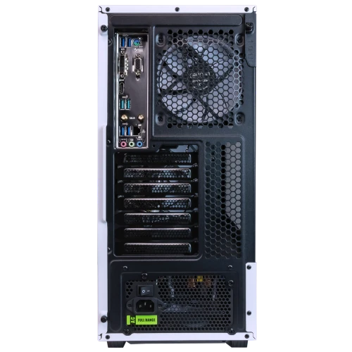 Back view of Periphio Castle Gaming PC in White