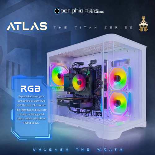 Periphio Atlas Gaming PC Custom RGB Lighted Case in White