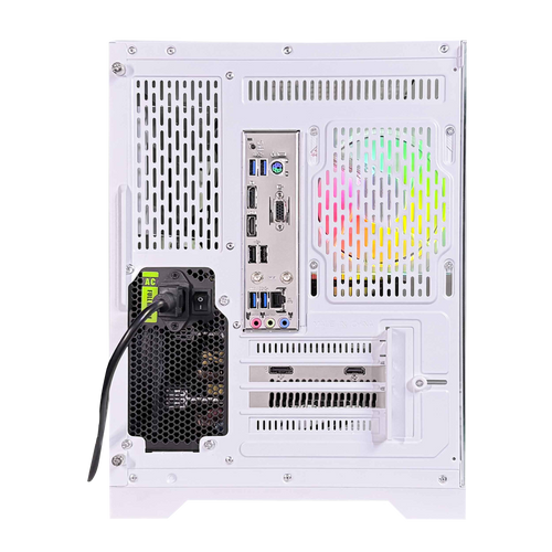 Back view of Periphio Atlas Gaming PC in White