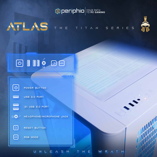 Periphio Atlas Gaming PC in White Ports Diagram