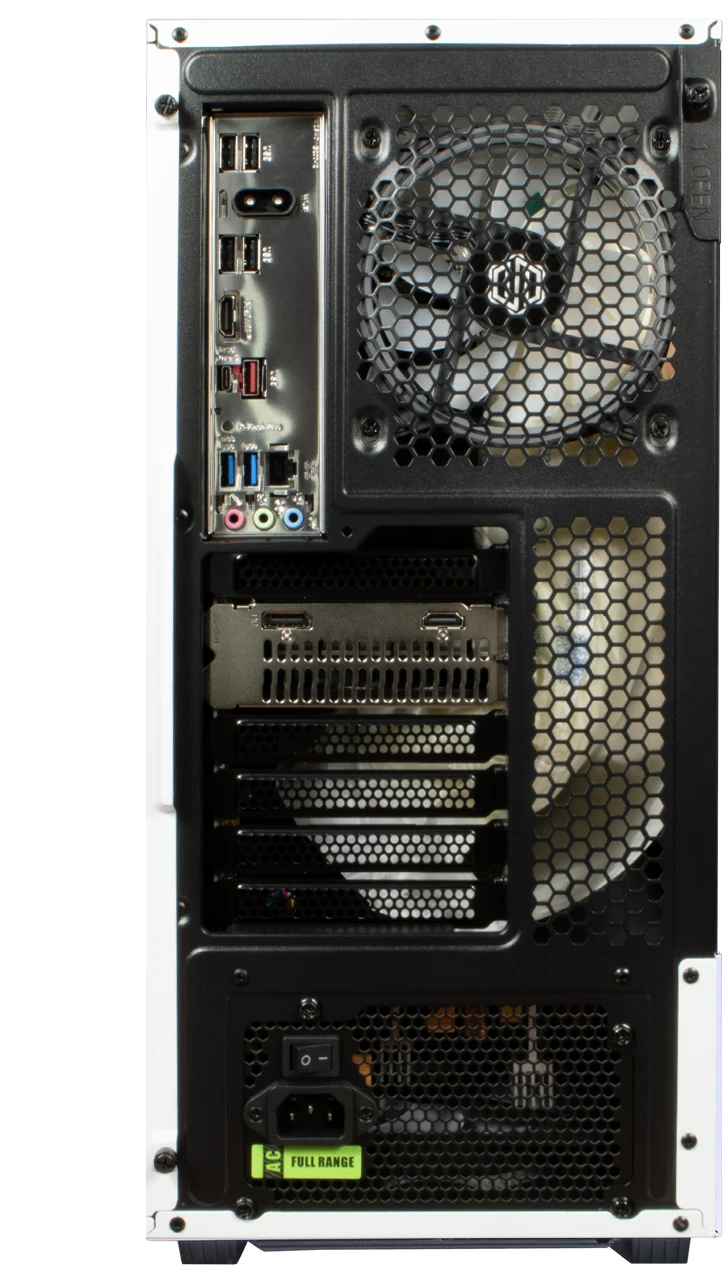Ports on the back of an Castle Gaming PC