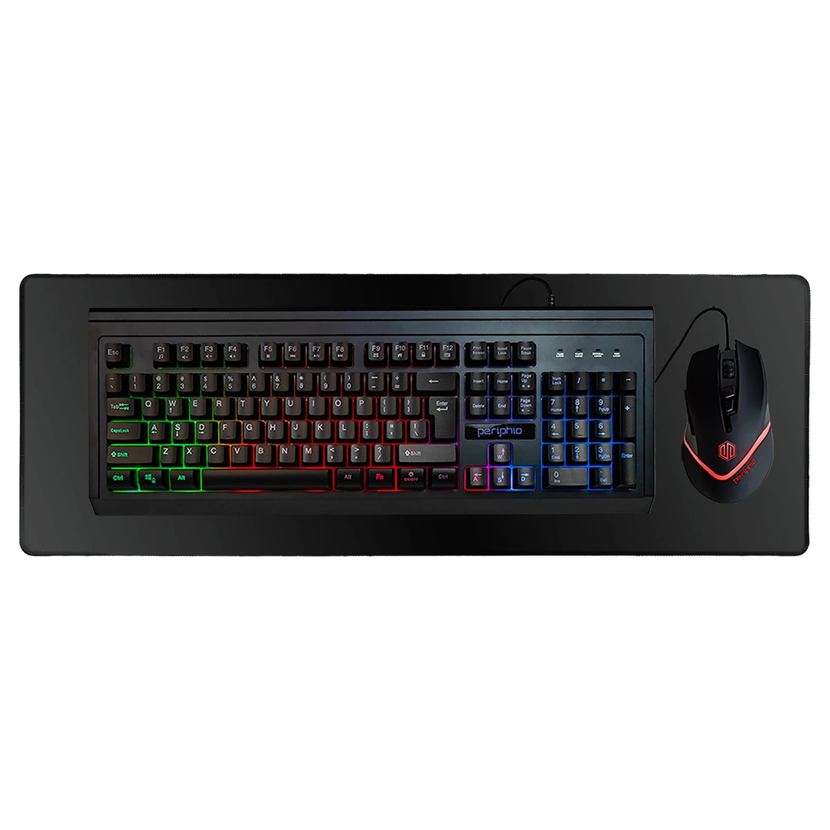Periphio RGB Keyboard, Mouse, and XXL Gaming Mat