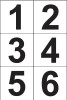 PN-4-B-1-6 - Pump Numbers 1-6 Black on White 4" x 4"