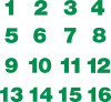 EU04001G520 - 2.5" Green Cut Numbers 1-16