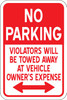 PID-NP1218M - 12X18 NO PARKING TOW VIOLATORS