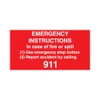 PIM-EI126 - 12x6 Emergency Instructions Call 911