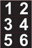 PN-4-W-1-6 - Pump Numbers 1-6 Black on White 4" x 4"