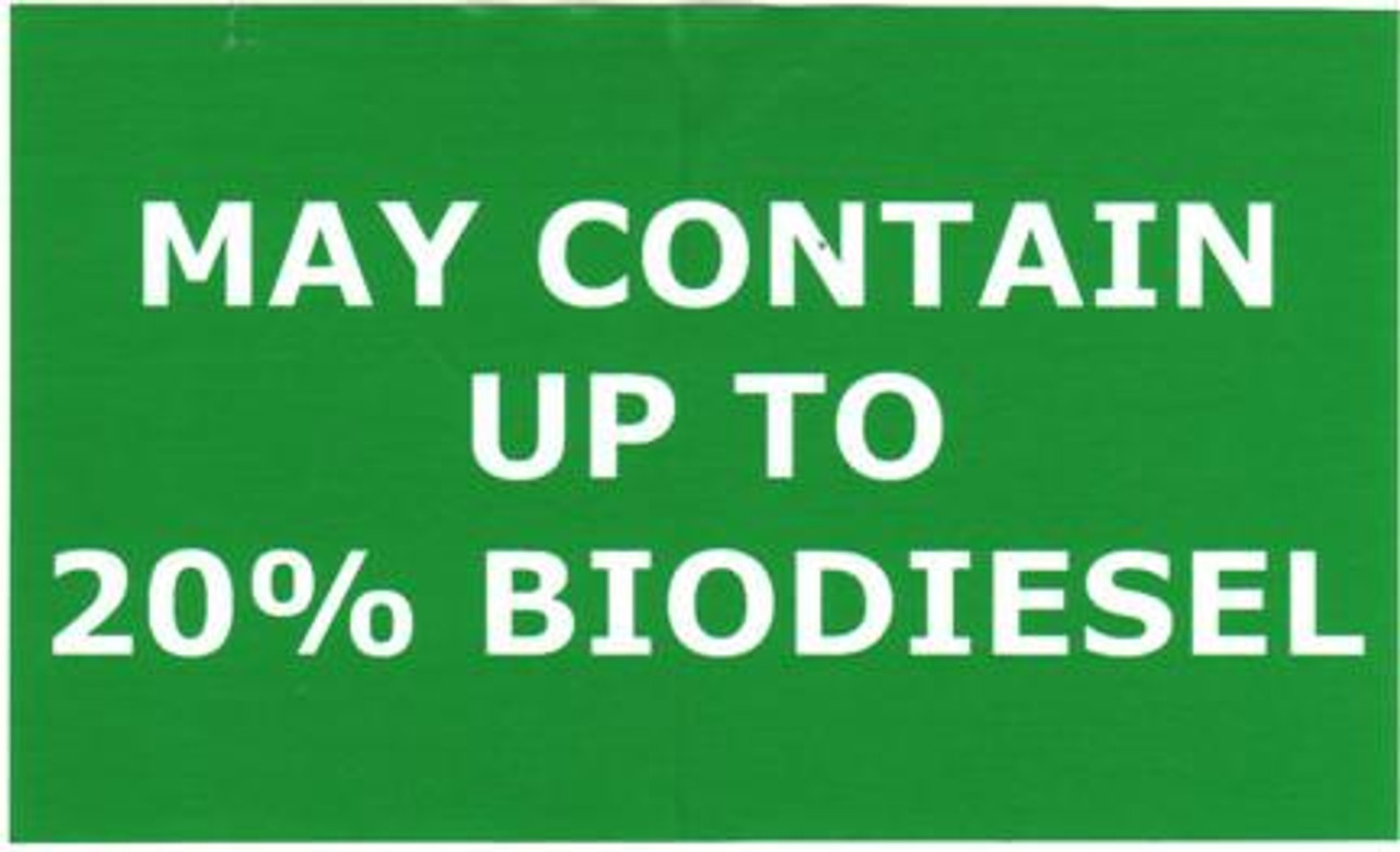 PID-120-20 - 5" x 3" Decal - Up to 20% Biodiesel