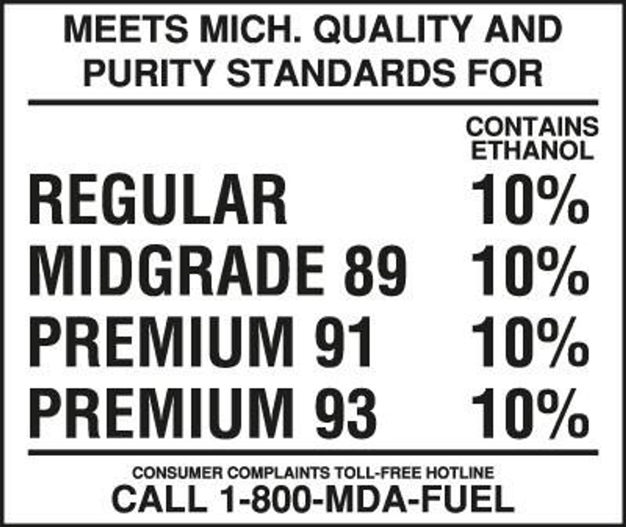 PID-907 - Michigan 10% Ehtanol 4 Product Decal