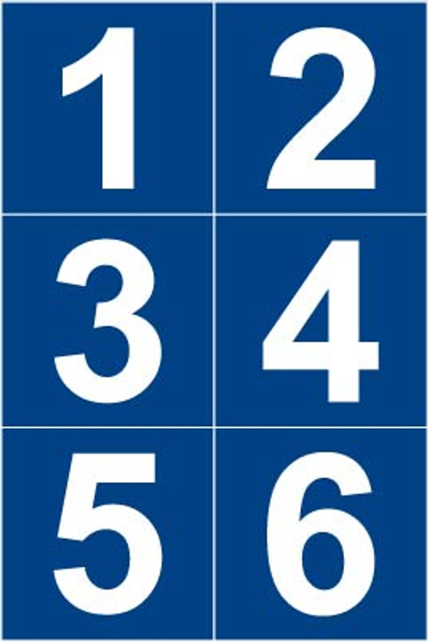 PN-4-BL-1-12 - Pump Numbers (1-12) - White on Blue - 4" x 4"