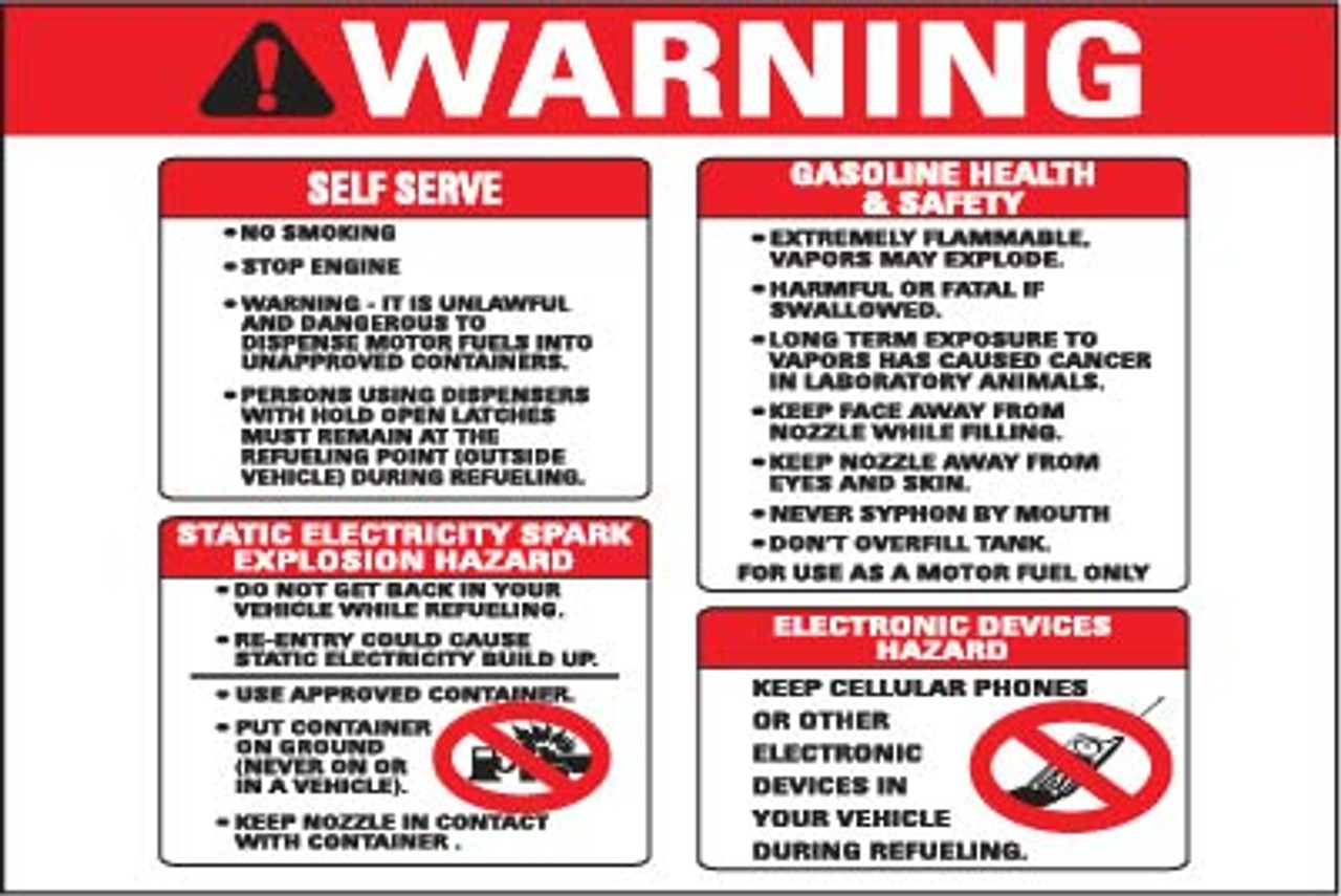 PID-303-812 - 12" x 8" Decal - Warning Self Service