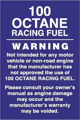 PID-100RFW - 8" X 12" Decal - 100 Octane