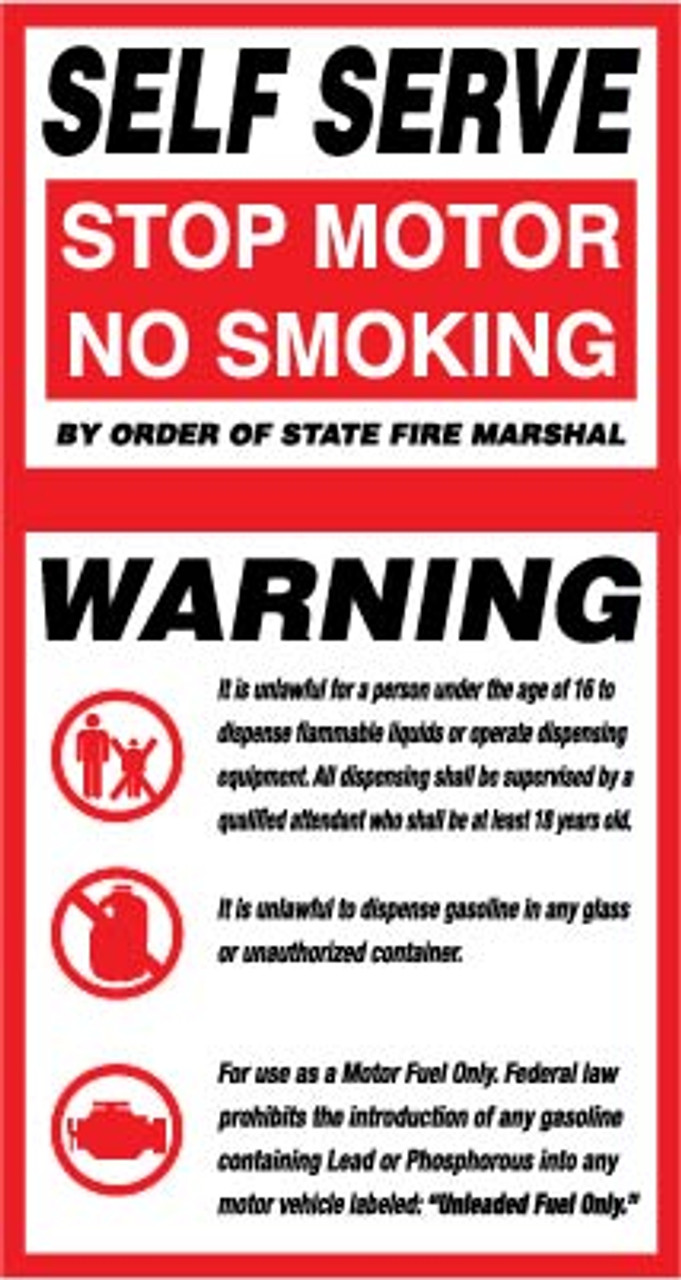 PID-303E - Decal - Warning Self Service - 8" X 15"