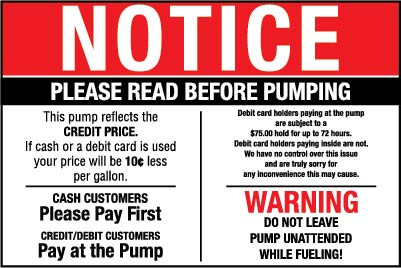 PID-NOTICE1 - 6x4 NOTICE, WARNING, CASH DISC