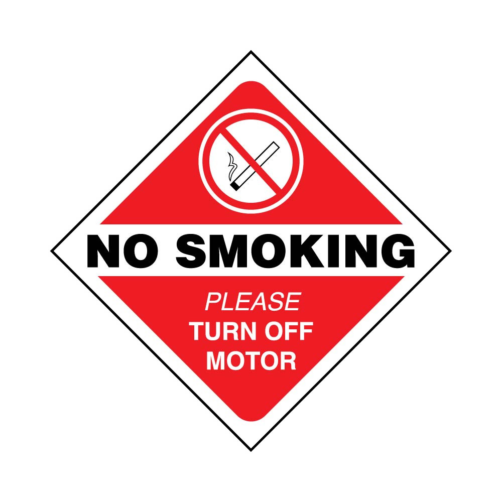 PID-PTM - 3.5 x 3.5 Vinyl - No Smoking Please Turn Off Motor