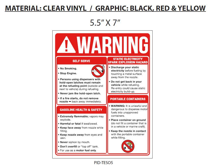 PID-TESO5 - 7X5.5 WARNING WHITE VINYL
