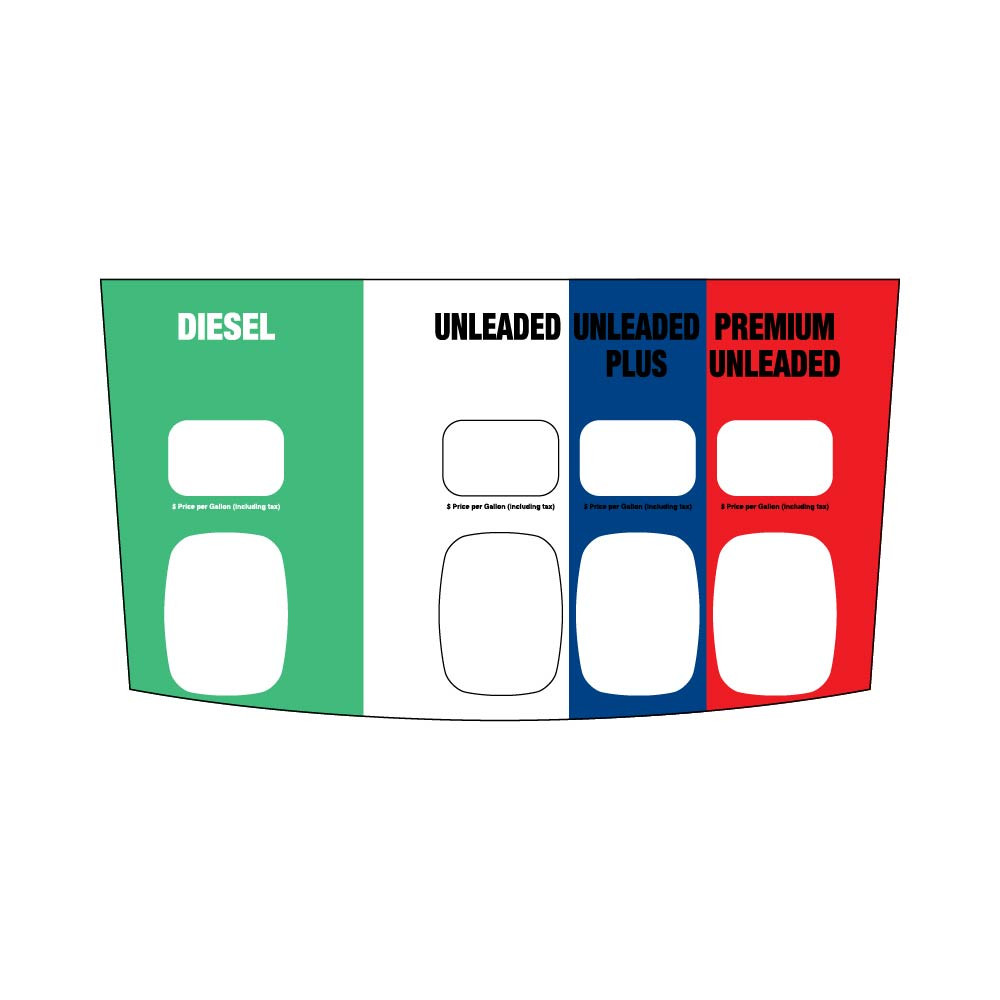 WU010213-D3UP - Custom 3+1 Overlay - Diesel / Unleaded / Unleaded Plus / Premium Unleaded