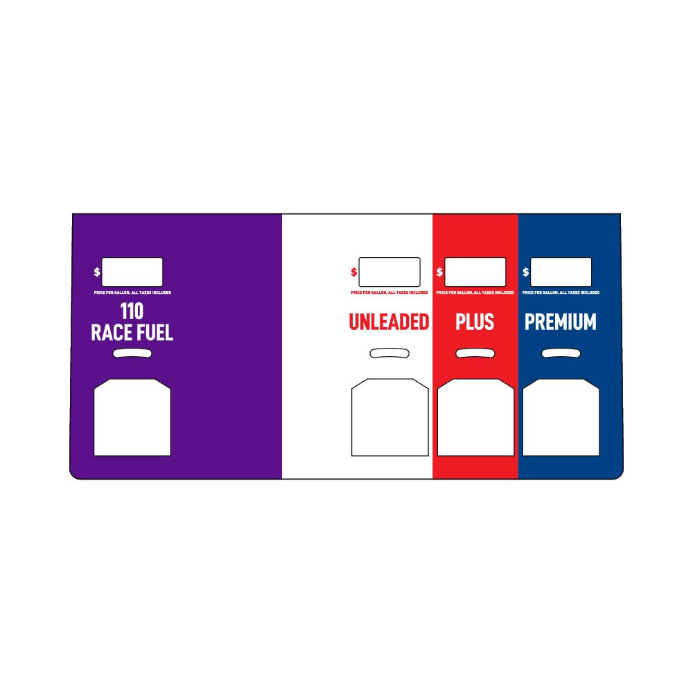 E6S0904G247B - Custom Overlay - Race Fuel 110 / Unleaded / Plus / Premium